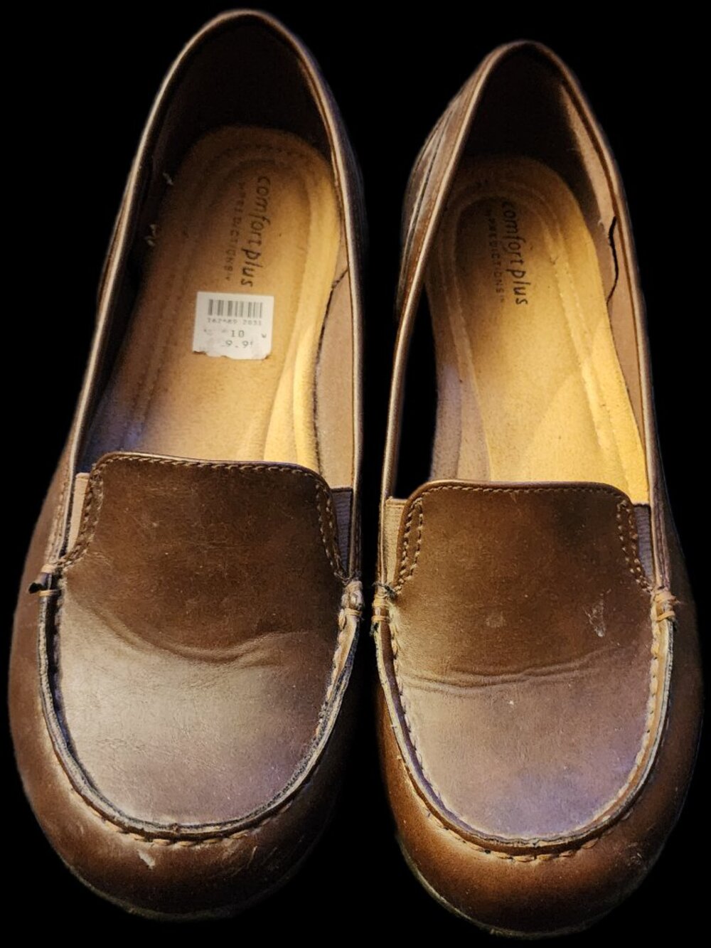 Comfort Plus by Predictions Women's Brown Mock Toe Slip-On Loafers Size 10W